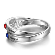 925 Sterling Silver Double Ring with Personalized Names