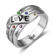 925 Sterling Silver Birthstone Ring with Names