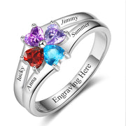 Engraved Name Birthstones Ring