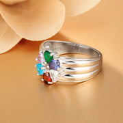 Birthstone Engraved Sterling Silver Ring
