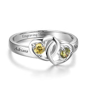 925 Sterling Silver Double Heart Ring