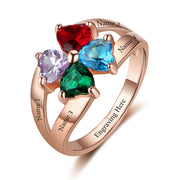 925 Sterling Silver Birthstone Ring with Name