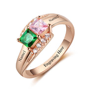 Personalized Birthstone 925 Sterling Silver Family Ring