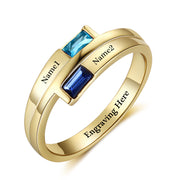 925 Sterling Silver Cubic Zircon Ring with Personalized Names