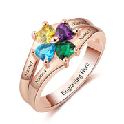 Engraved Name Birthstones Ring
