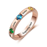 Sterling Silver Personalized Crystal Birthstone Ring