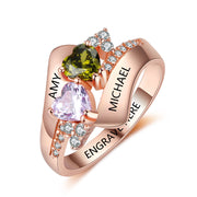S925 Heart Birthstone Rings