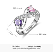 925 Sterling Silver Infinity Rings with Personalized Name