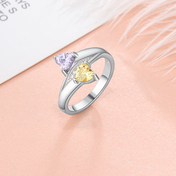 925 Silver Heart Birthstone Name Ring