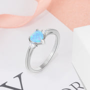 Fashion 925 Sterling Silver Heart Opal Ring