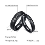 Personalized Stainless Steel Black Ring