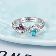 Birthstone & Engraved Sterling Silver Ring