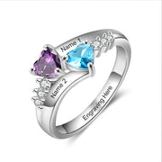 Custom 925 Silver Heart Birthstone Ring