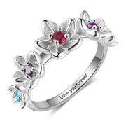 925 Sterling Silevr Flower Ring with Cubic Zirocnia