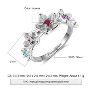 925 Sterling Silevr Flower Ring with Cubic Zirocnia