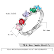 S925 Silver Five Birthstones Ring