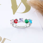 S925 Silver Five Birthstones Ring