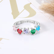 S925 Silver Five Birthstones Ring