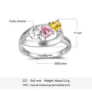 Engraved Names 925 Sterling Silver CZ Ring