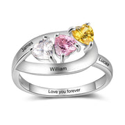 Engraved Names 925 Sterling Silver CZ Ring