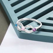 925 Sterling Silver Infinity Ring with Birthstones