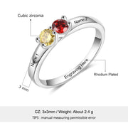 Silver Plated Two Birthstones Ring