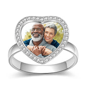 Personalized Photo Charm Rhodium Plated Ring