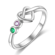 Sterling Silver Birthstone Ring With Heart ShapeRhodium Plated
