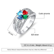 Custom Heart Birthstone Flower Rings for Mother