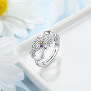 Personalized Rhodium Plated Wing Ring