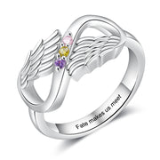 Personalized Rhodium Plated Wing Ring