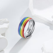 Personalized Stainless Steel Rainbow Gay Ring