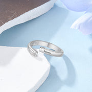 Personalized Rhodium Plated Lovers Opening Ring