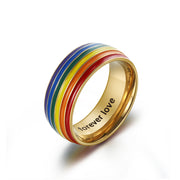 Personalized Stainless Steel Rainbow Gay Ring