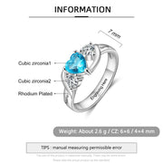 Rhodium Plated Heart Shape Birthstone Ring