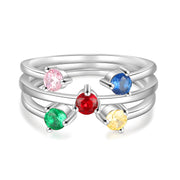 Rhodium Plated Birthstone Ring