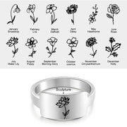 Custom One To Four Flower Birth Flower Ring