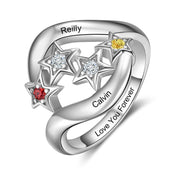 S925 Silver Birthstone Star Ring