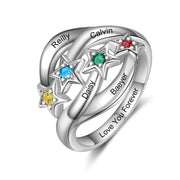 S925 Silver Birthstone Star Ring