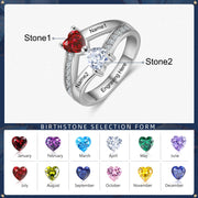 S925 Silver Heart Shape Birthstone Ring
