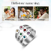 Personalized Stainless Steel Birthstone Opening Ring