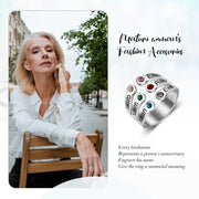Personalized Stainless Steel Birthstone Opening Ring