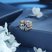 Personalized Stainless Steel Birthstone Opening Ring