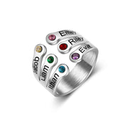 Personalized Stainless Steel Birthstone Opening Ring