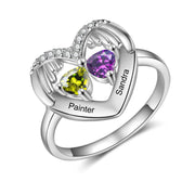 S925 Silver Heart Shaped CZ Ring