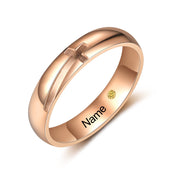 Engraved Stainless Steel Cross Couple Rings