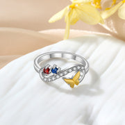 Rhodium Plated Butterfly Ring