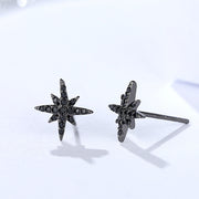 925 Sterling Silver Eight-Pointed Star Stud Earrings