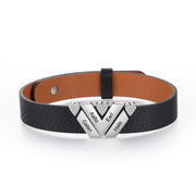 Stainless Steel Women PU Leather Bracelet